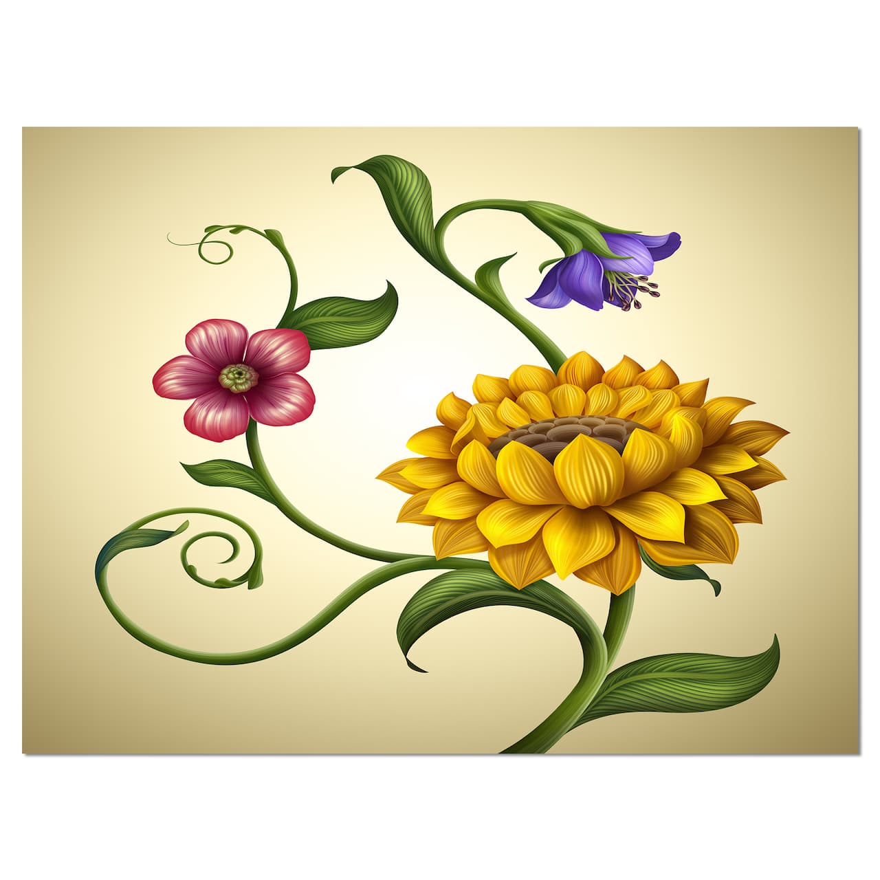 Designart - Flowers and Leaves - Floral Canvas Art Print